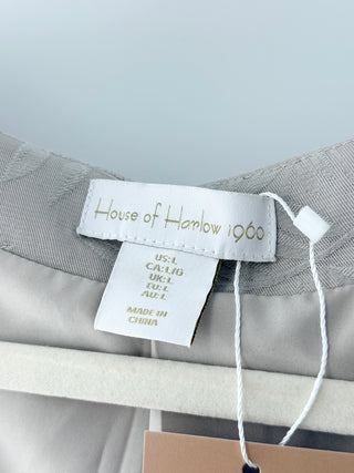 House Of Harlow Tropical Print Satin Vest & Wide Leg Pants Set Gray Womens Large