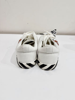 Off-White Canvas Vulcanized Lace Up Leather Sneakers Shoes White Men's Size 44