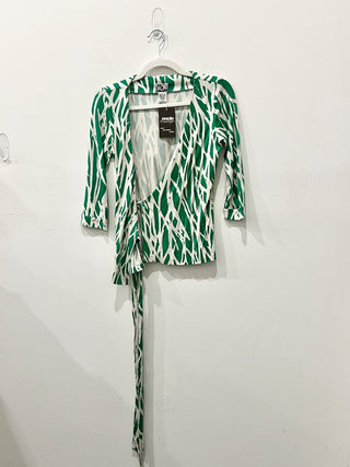 Diane von Furstenberg silk pattern wrap top, 2