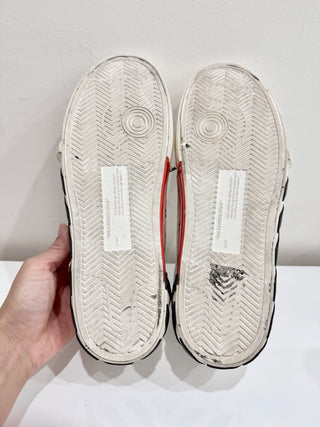 Off-White Canvas Vulcanized Lace Up Leather Sneakers Shoes White Men's Size 44