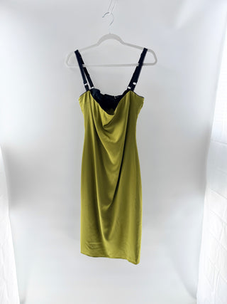 Khy Green satin bustier midi dress, S