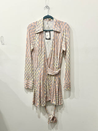 Free People casual v neck wrap mini dress, L