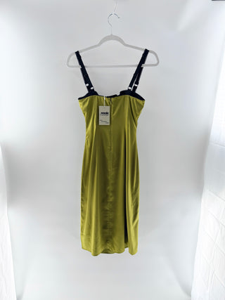 Khy Green satin bustier midi dress, S