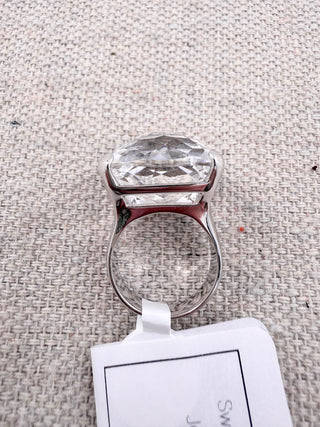 Swarovski chunky crystal ring rhodium plated
