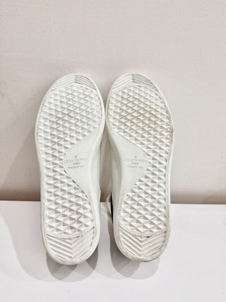 Louis Vuitton LV Monogram Trim Denim Low Top Sneaker Shoes White Men's Size 9.5