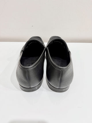 Salvatore Ferragamo Crown Gancini Leather Loafers Shoes Black Men's Size US 8.5