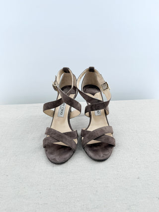 Jimmy Choo suede and patent leather heel sandals, 40