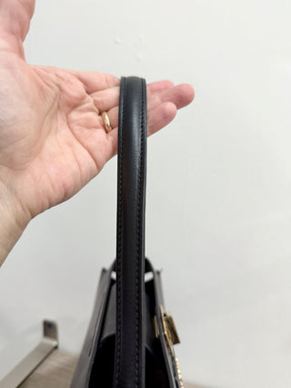 Roberto Cavalli leather top handle bag with leopard pouch