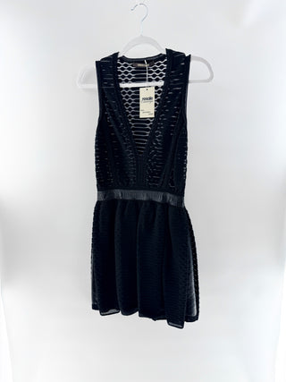 Roberto Cavalli Black textured knit skater dress, 42