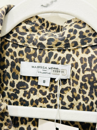 Marissa Webb x RTR Leopard Print Belted Utility Romper Brown Black Women's 8