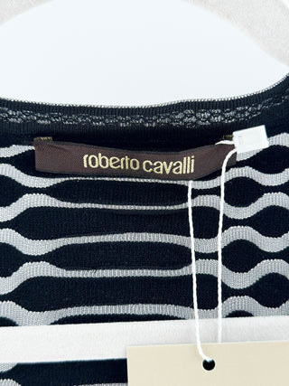 Roberto Cavalli Black textured knit skater dress, 42