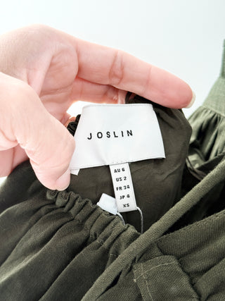 Joslin Green tiered linen maxi dress, US 2