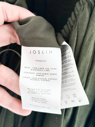 Joslin Green tiered linen maxi dress, US 2