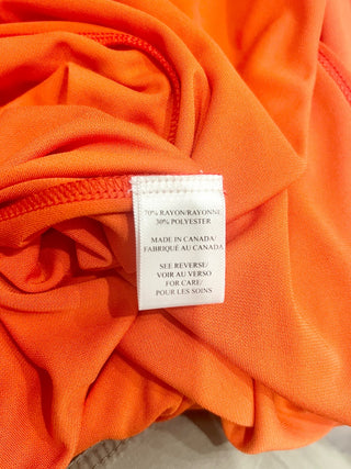 Ronny Kobo Blythe Draped Ruched High Rise High Slit Maxi Skirt Tangerine Small