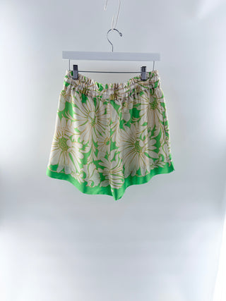 Sandro Green daisy print satin shorts, 40