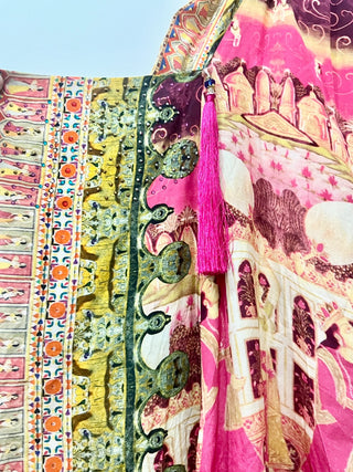 Camilla 100% silk skirt with tassels and pockets, M/L