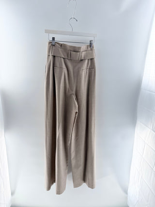 Lafayette 148 Beige pleated belted trousers pants, US 4