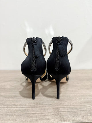 NWOT Badgley Mischka Marlow Ornament Ankle Strap Stiletto Pumps Black Womens 8.5