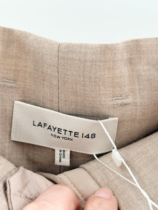 Lafayette 148 Beige pleated belted trousers pants, US 4