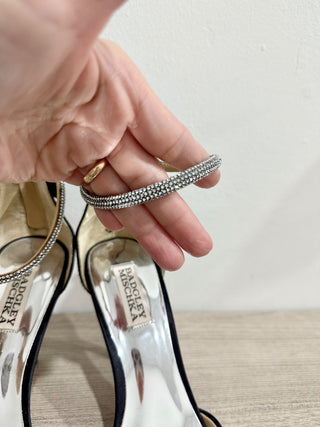 NWOT Badgley Mischka Marlow Ornament Ankle Strap Stiletto Pumps Black Womens 8.5