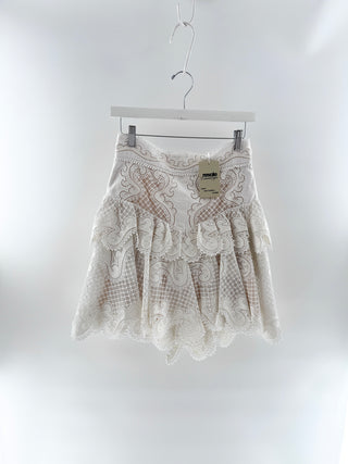 Zimmermann White ruffled lace mini skirt, 1