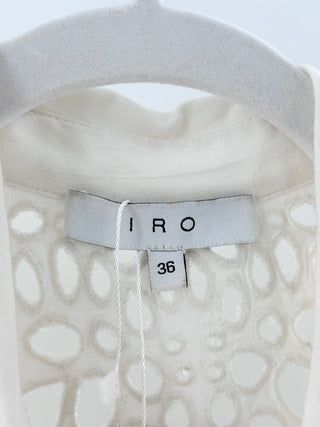 IRO Ornella Silk Blend Crochet Lace Button Up Tunic Blouse White 36 FR / 4 US