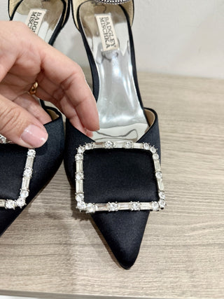 NWOT Badgley Mischka Marlow Ornament Ankle Strap Stiletto Pumps Black Womens 8.5