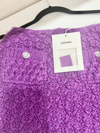 Chanel matching knit set: skirt, tube top, scarf and sleeves, 34 FR / US 2