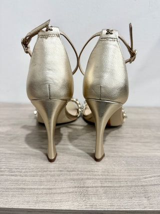 NWOT Sam Edelman Evelynn Metallic Leather Rhinestone Strappy Heels Gold Womens 9