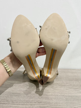 NWOT Sam Edelman Evelynn Metallic Leather Rhinestone Strappy Heels Gold Womens 9