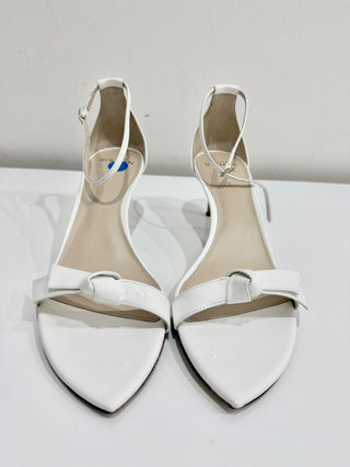 NWB Alexandre Birman Clarita Double Patent Leather Sandals White Women's 40.5