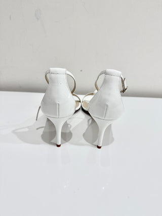 NWB Alexandre Birman Clarita Double Patent Leather Sandals White Women's 40.5