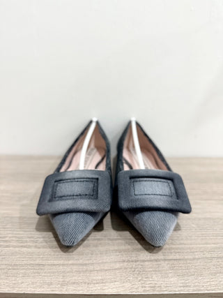 Roger Vivier printed washed denim flats, 37