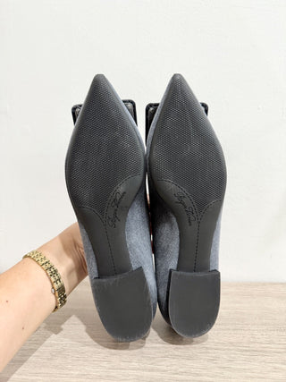 Roger Vivier printed washed denim flats, 37