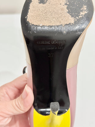 Pierre Hardy Colorblock Peep-Toe Calfskin Leather Stiletto Heels Women's Size 37