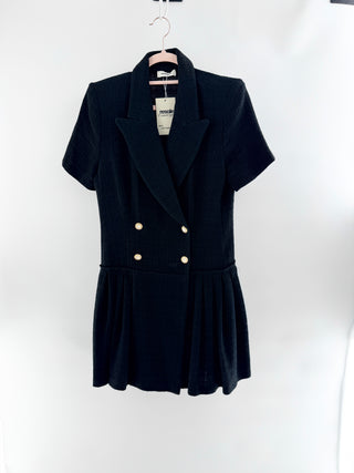 Sandro tweed mini dress with pleated skirt, 36 FR / 4 US