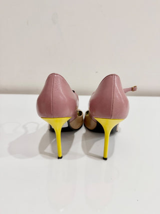 Pierre Hardy Colorblock Peep-Toe Calfskin Leather Stiletto Heels Women's Size 37