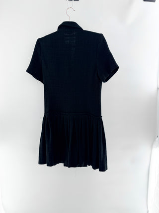 Sandro tweed mini dress with pleated skirt, 36 FR / 4 US