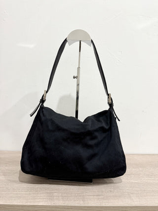 Fendi Mamm Baguette Suede and Leather Shoulder Handbag with  FF Logo Buckle