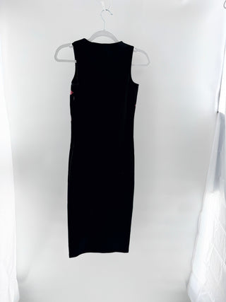 Alexander McQueen Coated Print Sleeveless Bodycon Midi Dress Black Red XXS