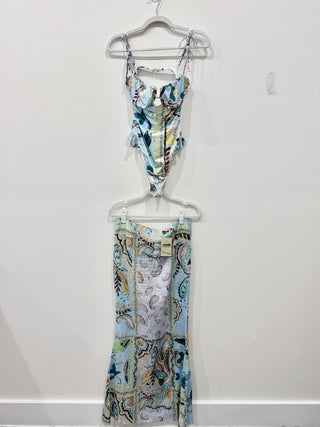 Montce St. Barths Floral Petal Ruffle One-Piece & Natalia Skirt Multi Top - L, Skirt - M