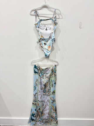 Montce St. Barths Floral Petal Ruffle One-Piece & Natalia Skirt Multi Top - L, Skirt - M