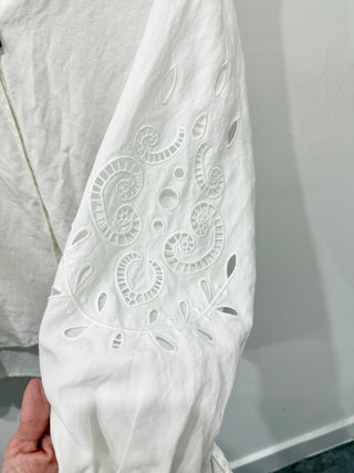 Kobi Halperin linen blend embroidered blouse, L