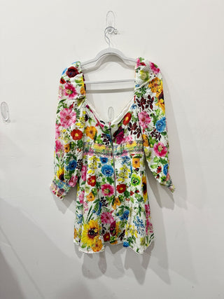 Alice & Olivia Crawford Floral Printed Fit & Flare Mini Dress Multi Women's 14