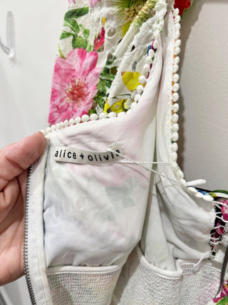 Alice & Olivia Crawford Floral Printed Fit & Flare Mini Dress Multi Women's 14