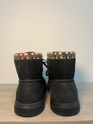 Chanel Suede with Tweed Trimmed Lace Up High Top Sneakers Black Women's EU 41.5