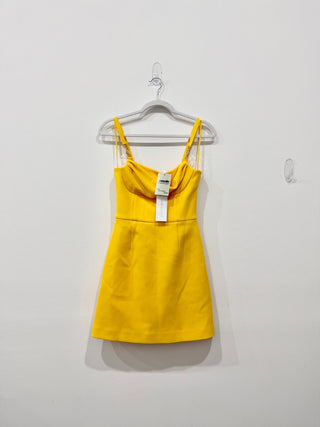 NWT Rebecca Valance Leona Cowl Neck Mini Dress Yellow Women's Size AUS 4 / US 2