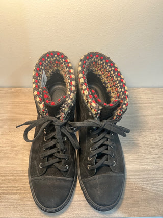 Chanel Suede with Tweed Trimmed Lace Up High Top Sneakers Black Women's EU 41.5