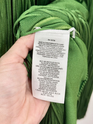 Herve Leger Paris Halter Drape Fringe Long Gown Everglade Green Women's Large