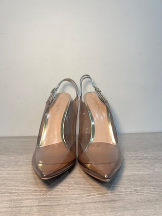 Gianvito Rossi Kyle PVC Pointed Toe Slingback Pumps Caramel Brown Womens EU 40.5